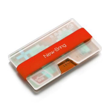 NewBring透明磨砂钱夹卡包 超薄夜光钱包 大容量多卡位卡包男士创意礼品 轻薄钱包卡夹 中国红--非夜光