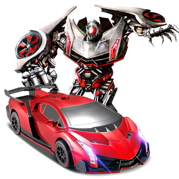 胜雄 遥控车机器人玩具 汽车模型 可充电 可变身电动汽车人 兰博红色