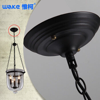 惟柯(wake)LED玻璃吊灯Loft美式乡村简约现代复古餐吊卧室灯宜家灯饰WD969 吊灯