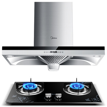 美的（Midea）大吸力欧式抽油烟机燃气灶具套装 烟灶套装DT328+Q213B 天然气