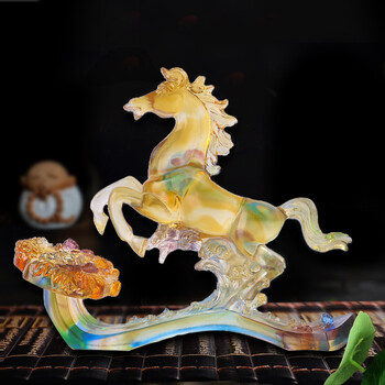 马到成功生肖马上如意琉璃摆件办公室家居书房装饰品开业乔迁礼品
