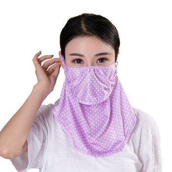夏季口罩男女骑行露鼻开口透气夏天户外防晒口罩薄 紫色点点