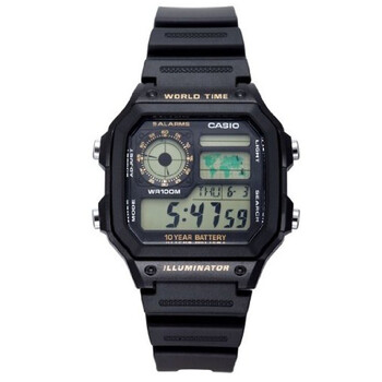 CASIO 卡西欧手表男数显屏LED背光闹钟