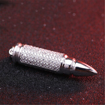 喜福升925银男女款坠子单吊坠子弹情侣款项链项坠 款二