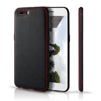 oppor11手机壳男士商务r11plus手机保护软套 r11 红 黑 荔枝纹