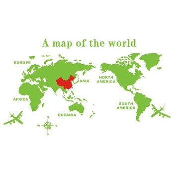 世界地图亚克力3d立体墙贴画墙纸办公室客厅沙发背景墙面装饰 浅绿