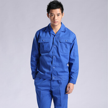 岗通春秋冬长袖工作服套装男女劳保服定制食品厂服物业保洁订工人服装 湖蓝色(套装) 175/XL