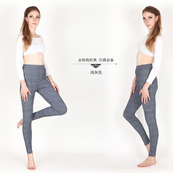 
                                        吉梅 加厚型獭兔色护腰护膝加厚保暖裤羊绒高腰羊毛裤女 浅灰色 L                