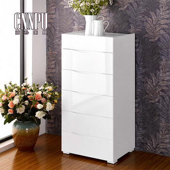诚朴 烤漆斗柜实木卧室五斗柜简约现代抽屉柜五斗橱储物柜白色收纳柜 600*450*1240mm 六斗 大容量