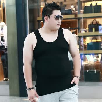 加肥加大码男士胖子肥佬莫代尔薄款宽松棉打底汗衫 黑色 4xl180-210斤