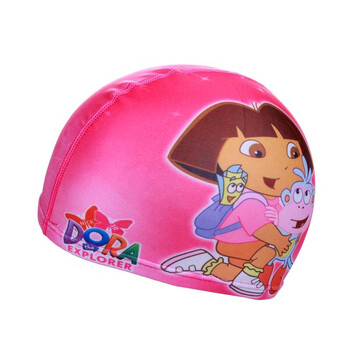户外儿童泳帽 护耳莱卡帽 儿童卡通游泳帽 朵拉