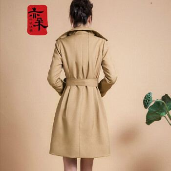
                                        亦朵2018风衣女中长款秋秋新款修身薄款外套气质女装 卡其色 L                