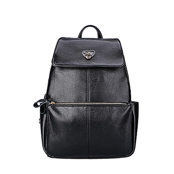 siikiss新款时尚休闲女包学院风旅行双肩背包 黑色