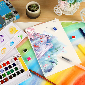 秀普(Superior) 固体水彩画颜料套装24\/36色透明水粉水彩颜料学生绘画