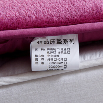 晶丽莱家纺 榻榻米保暖法莱绒加厚床垫法兰绒床褥垫被珊瑚绒褥子 短毛紫红 1.8m床