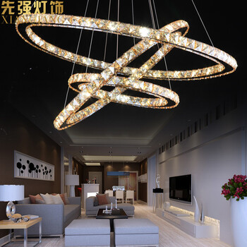 先强 客厅餐厅饭厅餐吊灯 MD3035 现代简约LED水晶艺术吊灯造型随意组合灯具(B) 3圈(20+40+60)cm