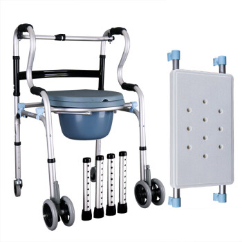 雅德 老人带座助行器加厚铝合金残疾人坐便椅可洗澡康复器材可折叠马桶椅 YC8303D带轮/带坐便/带坐板助行器