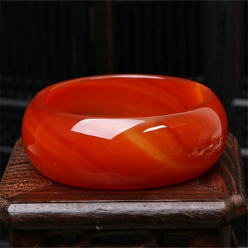 碧凤阁 玛瑙手镯 红色玉石手镯 加宽加厚女款手镯 57-58