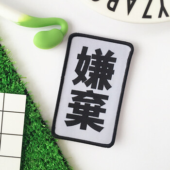 刺绣文字冷漠头绳碎发魔术贴 固定 洗脸刘海贴发饰 刺绣款-嫌弃