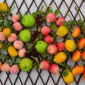 仿真水果串道具 假苹果 橙子 葡萄香蕉模型橱柜装饰品水果 桃子