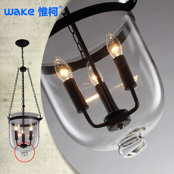 惟柯(wake)LED玻璃吊灯Loft美式乡村简约现代复古餐吊卧室灯宜家灯饰WD969 吊灯