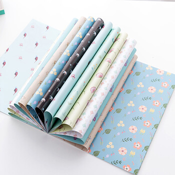 包书纸小清新简约水印花装饰贴纸学生包书皮纸创意礼物包装纸24张 菱