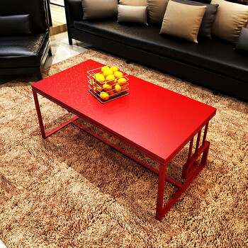 茶几桌简约现代小茶几钢化玻璃小户型客厅白色小桌子 110*55*46 红色