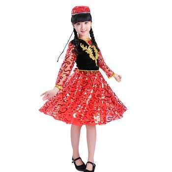 莱悦新疆舞蹈表演服装儿童女幼儿六一儿童节少数民族舞台服装维族裙装