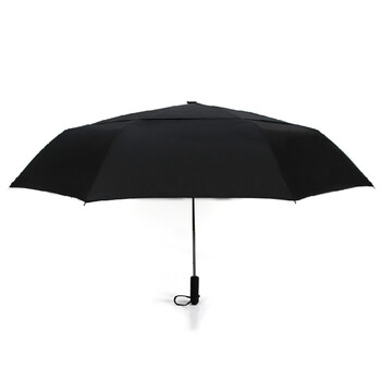 
                                        跃高 全自动收开三折伞具雨具 大伞男士商务碰击布雨伞 51130黑色双层                