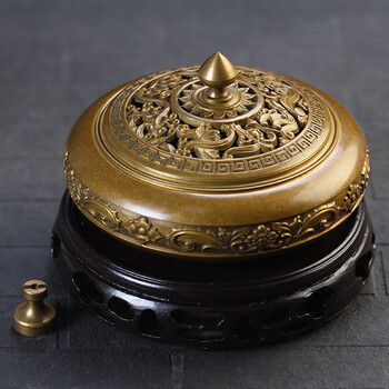 香炉 纯铜 香道香篆炉檀香炉茶道熏香炉线香炉摆件 【花开富贵】 底座