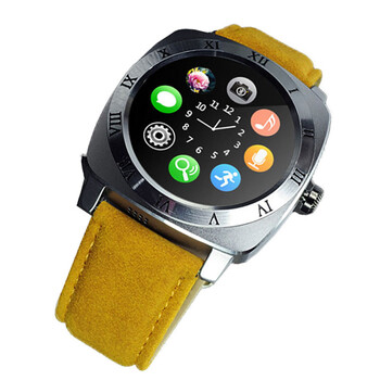 圆屏智能手表 插卡电话手表 蓝牙信息推送带摄像头x3cvcg14 黑色 黄色