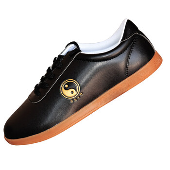 山人运动太极鞋男女牛筋底表演鞋春夏武术鞋练功鞋太极拳鞋 黑色无孔