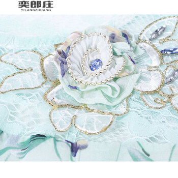奕郎庄2016春季新品欧美气质淑女碎花雪纺衫长袖修身显瘦荷叶下摆5828 花色 L