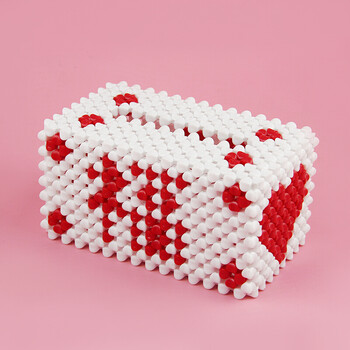 手工串珠纸巾盒材料包亚克力珠子家居饰品材料草莓 白色 大号as716