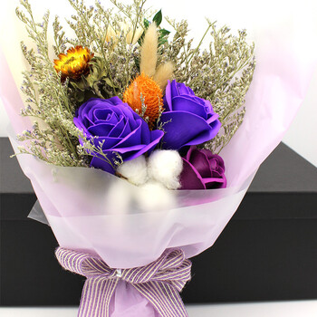 父亲节礼物色豆 香皂花玫瑰花束礼盒永生花玫瑰花仿真鲜花速递 创意