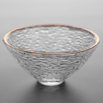 日式描金禅心玻璃茶杯 金星锤目纹品茗杯 个人杯加厚耐热功夫茶具