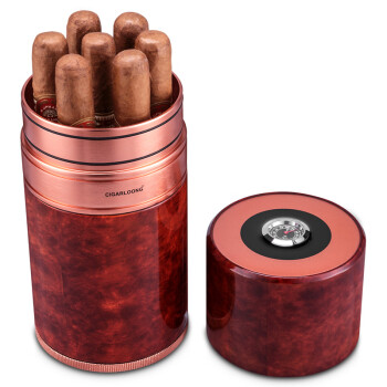 茄龙（CIGARLOONG）停产+林海淇雪茄筒便携式雪茄保湿筒配湿度计7支装GH-030雪茄工具