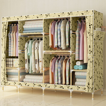 布衣柜布艺双人组装收纳柜子简约现代经济型简易衣柜 2米宽卡通米奇