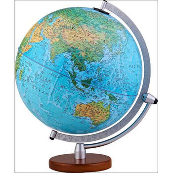 30cm中英文地形政区双画面地球仪-(led感应灯光型