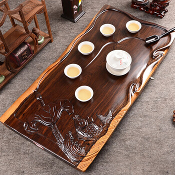 实木茶盘 整块平板木茶盘实木排水茶台茶海茶具 款式二【图片 价格