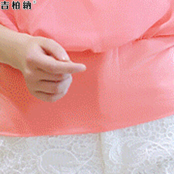 吉柏纳2015夏装新款女装韩版显瘦雪纺短袖荷叶边上衣带配饰960# 粉红色 S