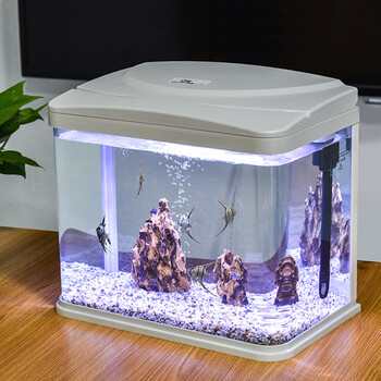 saryor小型鱼缸高清玻璃生态内置过滤器水族箱金鱼龟缸虾缸428松皮石