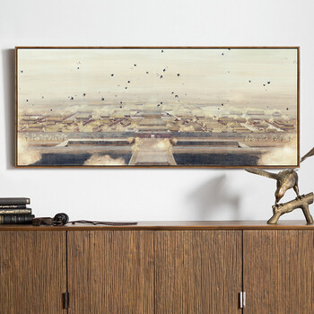 
                                        墙蛙 北欧客厅装饰画有框沙发背景墙画大幅壁画挂画  梦中梦系列1昔酒 原木色外框 142cmX62cm                
