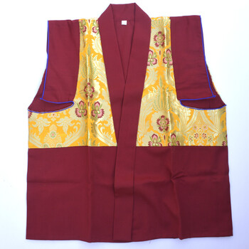 藏传佛教喇嘛僧服袖上衣东嘎坎肩真铁麻法衣西藏红服装 红色 s