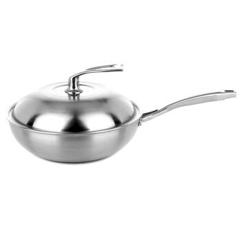 劳特斯（LAOTESI）五层钢炒锅30/32cm 304不锈钢炒锅 LTS-4007 30CM 赠锅铲清洁粉百洁布