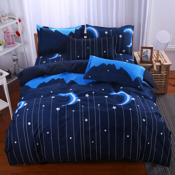 月语 家纺 学生宿舍床单被套三件套单人床上下铺四季件套 简约-晚安 1.2米三件套(适用被子1.5*2.0米)