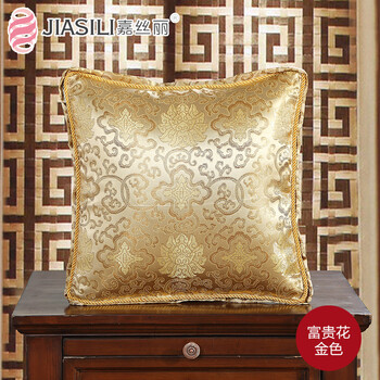 嘉丝丽抱枕 腰靠枕办公室抱枕被两用被子40x40cm 富贵花金色