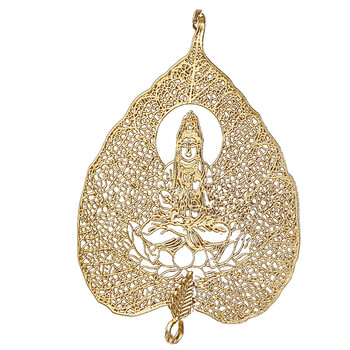 镀金镂空菩提叶挂件 金叶子吊坠 观音