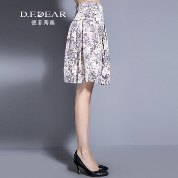 德菲蒂奥/D.F.DEAR 2015夏季新品时尚印花淑女半身裙DGHX063R20 印咖啡86 M