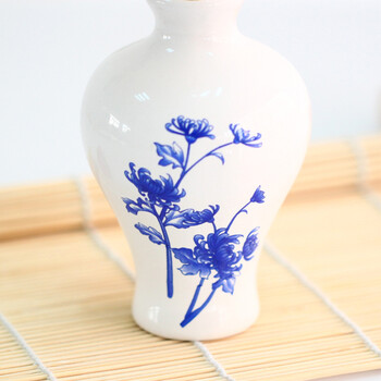 
                                        无火藤条挥发香薰精油套装花瓶装饰摆件 青花瓷陶瓷蓝边菊花                